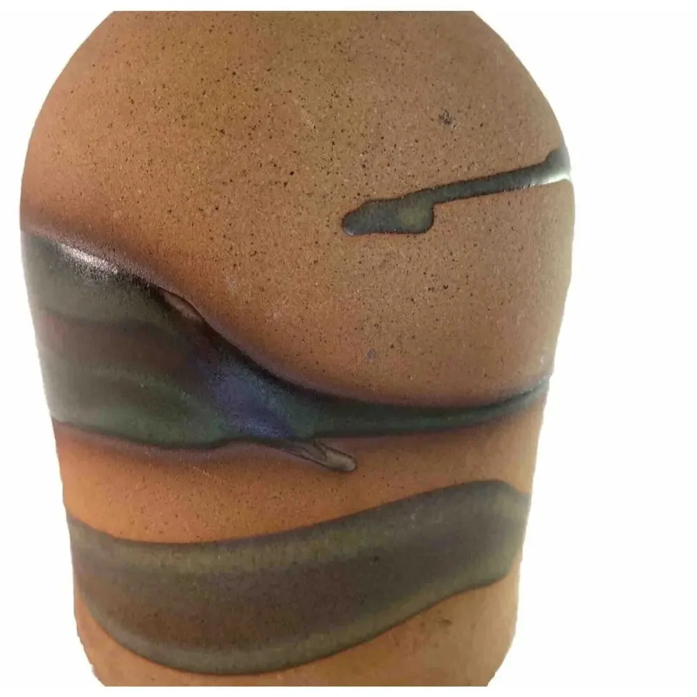 Vtg Alfadom Stoneware Vase Drip Glaze Signed Dominican Studio Pottery Earth Tone